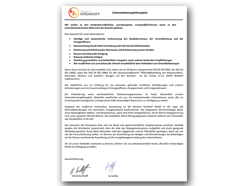 Unternehmensphilosophie